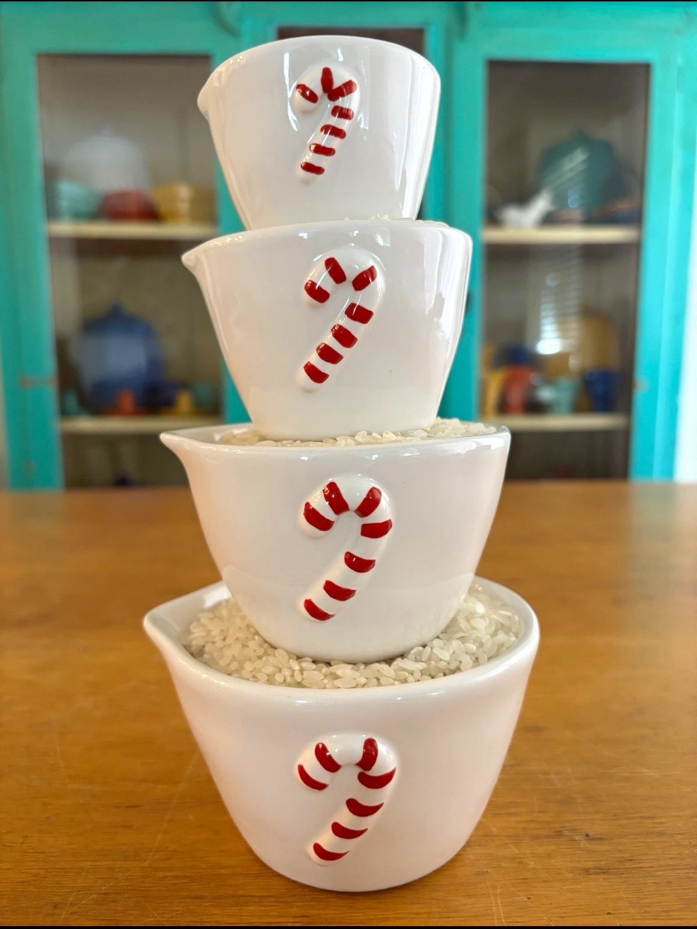 Rae Dunn candy cane measuring cups